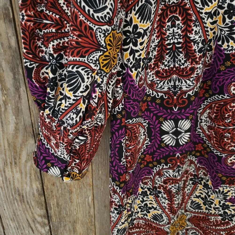 Chico's L 12‎ 14 Midi Dress Medallion Festival Mod Retro Indie Artsy Whimsigoth